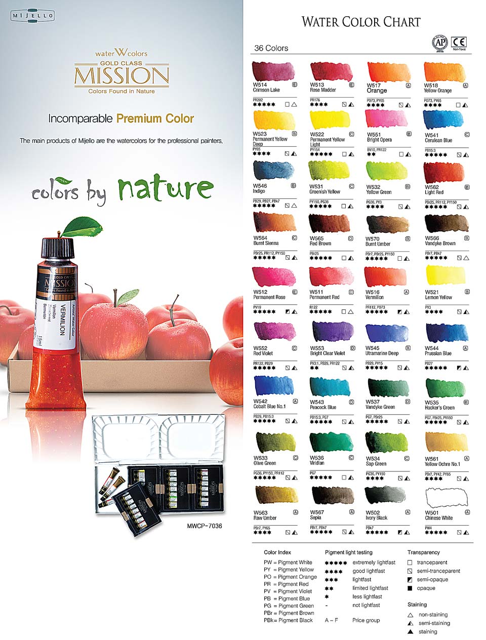 MWCP-7036-Palette enhält 36 Farben zu 7ml